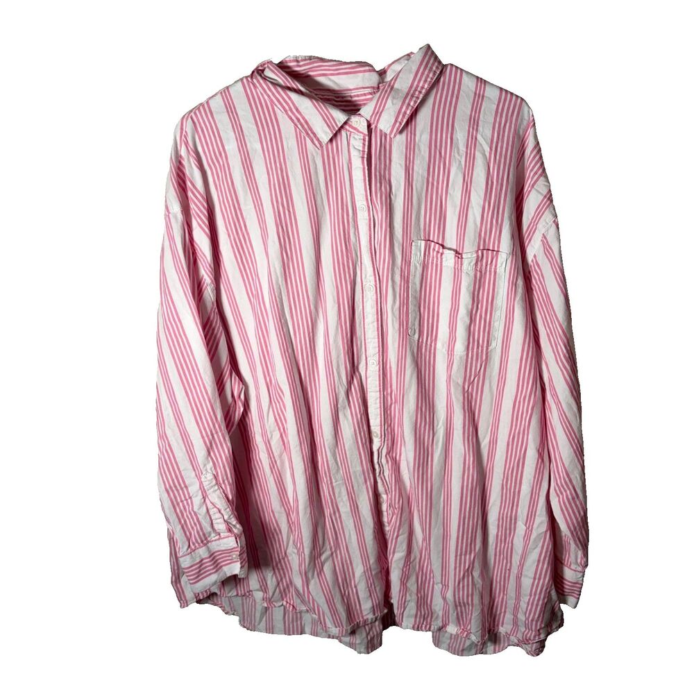 Old Navy Boyfriend Shirt Women's 2X Pink Button Up Long Sleeve Collared Top